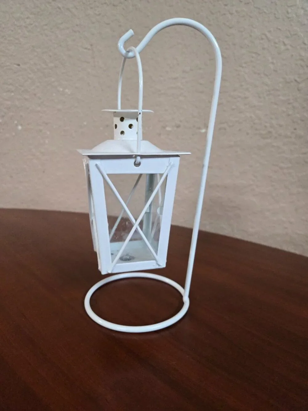 Quaint White Railroad Mini Candle Lantern Tabletop Centerpieces/Decor Set of 2